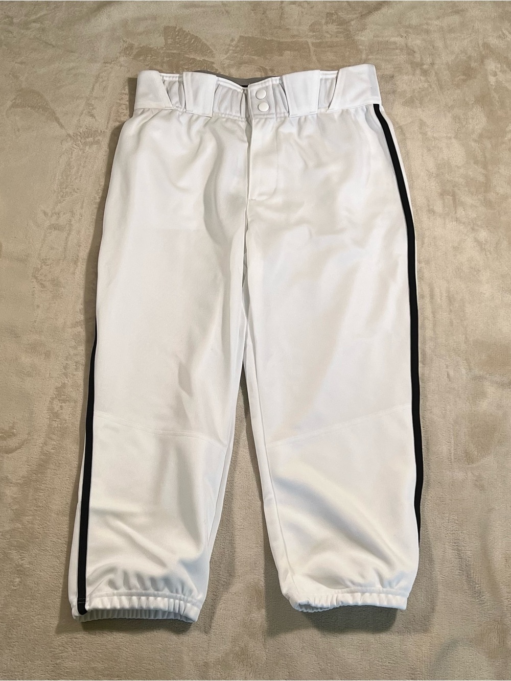 Adidas Men’s White Baseball Pants with Black Side Stripe Size Small